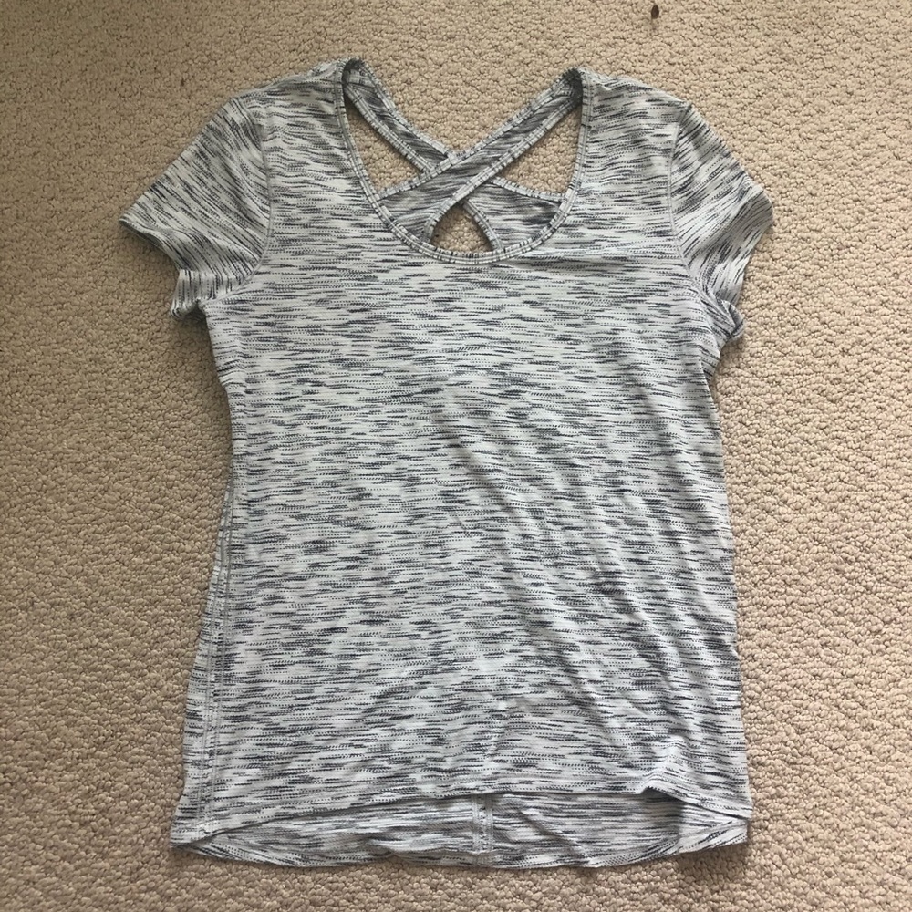 Black grey and white lululemon shirt